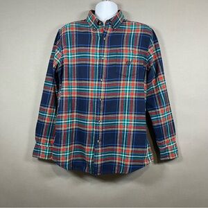 Chaps Red Blue Button Down Flannel Plaid Long Sleeve Shirt